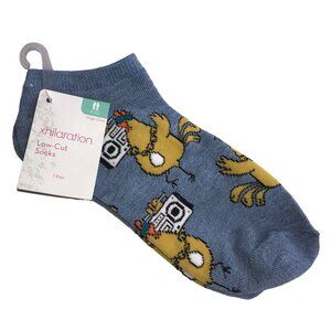 NEW NWT Socks.  Xhilaration.  Size 4-10.  Low Cut Socks Blue w Yellow Chicken